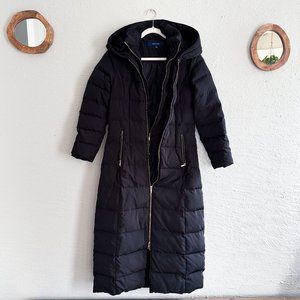 Cole Haan Long Hooded Puffer Coat - Black - Size XS/TP